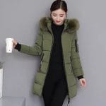 Mid-length thickened Korean style slim fit large fur collar down coat (1)