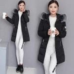 Mid-length thickened Korean style slim fit large fur collar down coat (1)