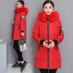 Mid-length thickened Korean style slim fit large fur collar down coat (1)
