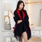 Cashmere winter outerwear cardigan women’s thickened sleeve shawl cape solid color warm (6)