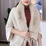 New outer wear fur collar knitted cardigan coat (1)