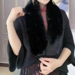 New outer wear fur collar knitted cardigan coat (1)