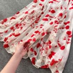 Printed short chiffon shirt, design, ruffled hem, split skirt, two-piece suit (7)