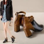 Women outdoor thick heel boots pointed toe martin boots (1)
