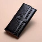 Wax PU leather three-fold solid color retro women’s wallet trend (5)